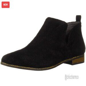 Women's Ankle Boots Size 7.5 Wide, Perforated Suede, Recycled Materials, Slip-On